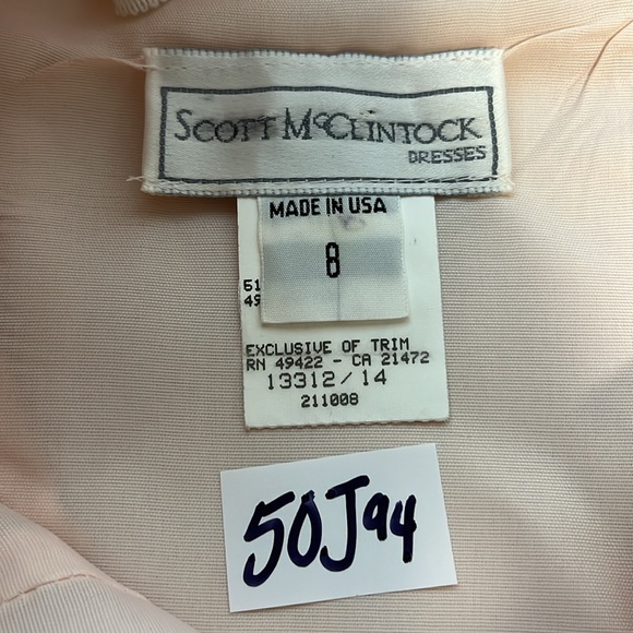 Scott McClintock Pink Midi Dress Size 8 Vintage 80s Prom Lace Fitted - Picture 6 of 12